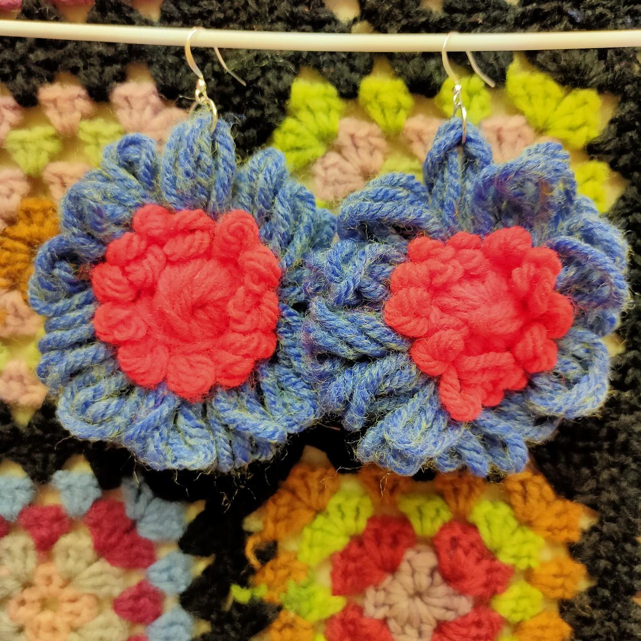 Earrings: Vintage Yarn Flower