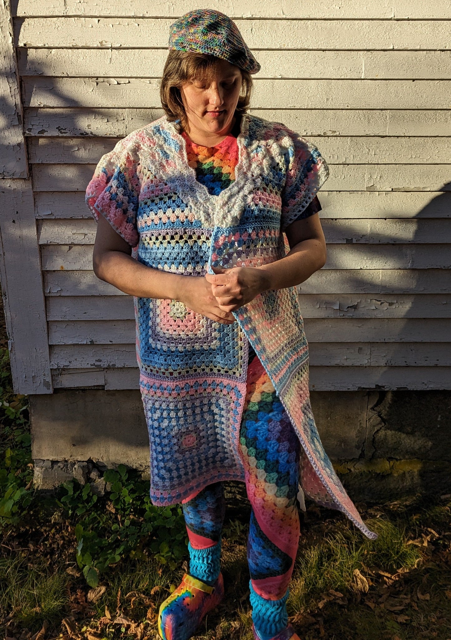 Pastel Clouds Granny Robe, up to 4xl
