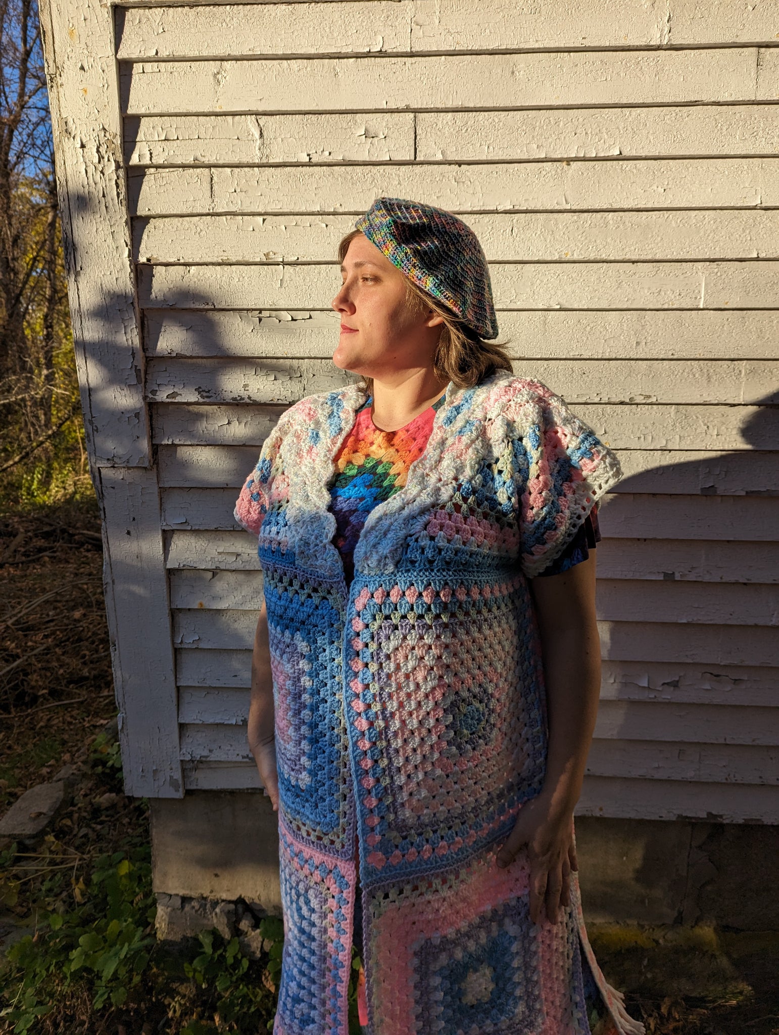 Pastel Clouds Granny Robe, up to 4xl