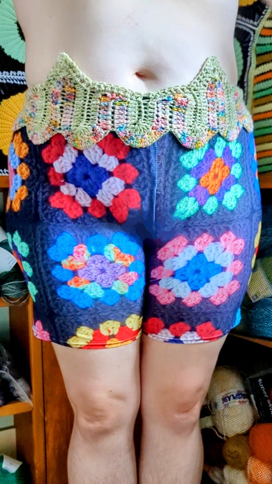 Print Discount: ‘Kaleidoscope’ Granny Square Bike Shorts Medium