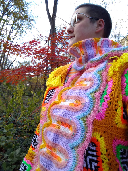 Lion Brand Incredible RIBBON YARN Knitting Crochet Scarf Rainbow Colorful #  203