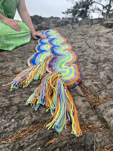 Lobster Claw Squiggle Scarf' Downloadable Crochet Pattern