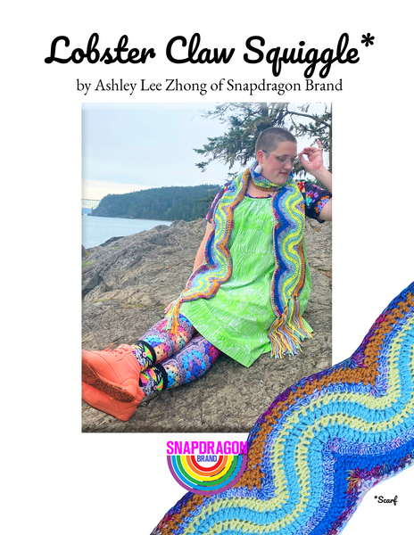 Lobster Claw Squiggle Scarf' Downloadable Crochet Pattern