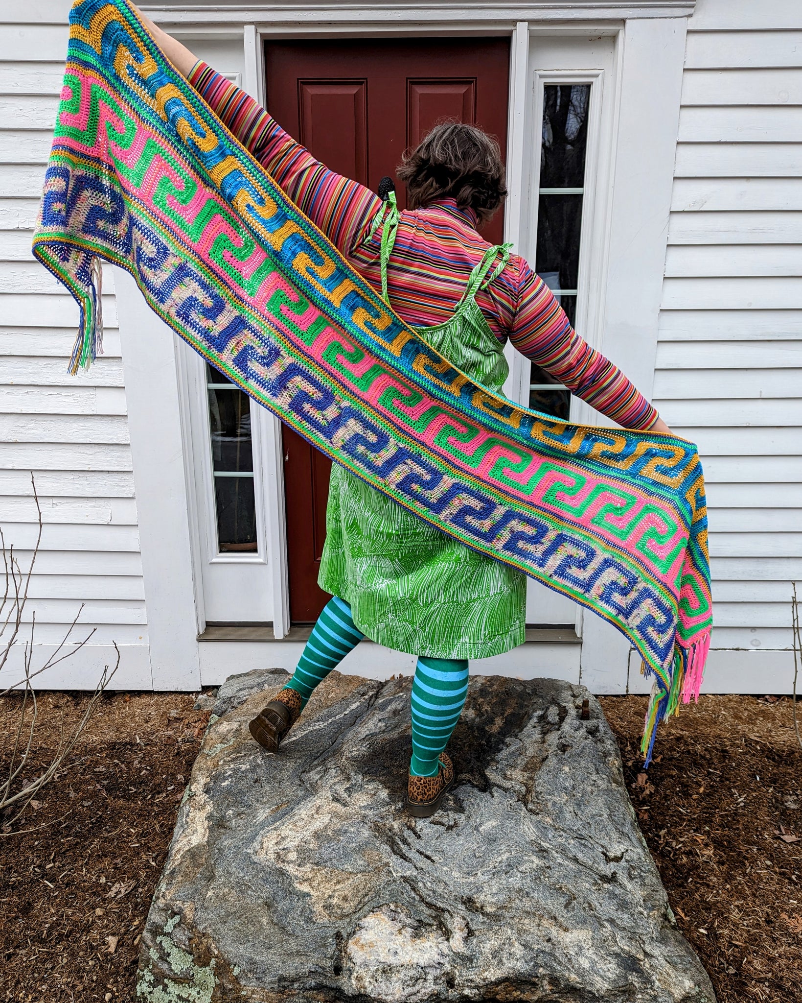 'Meandros Stripe' Shawl Downloadable Crochet Pattern