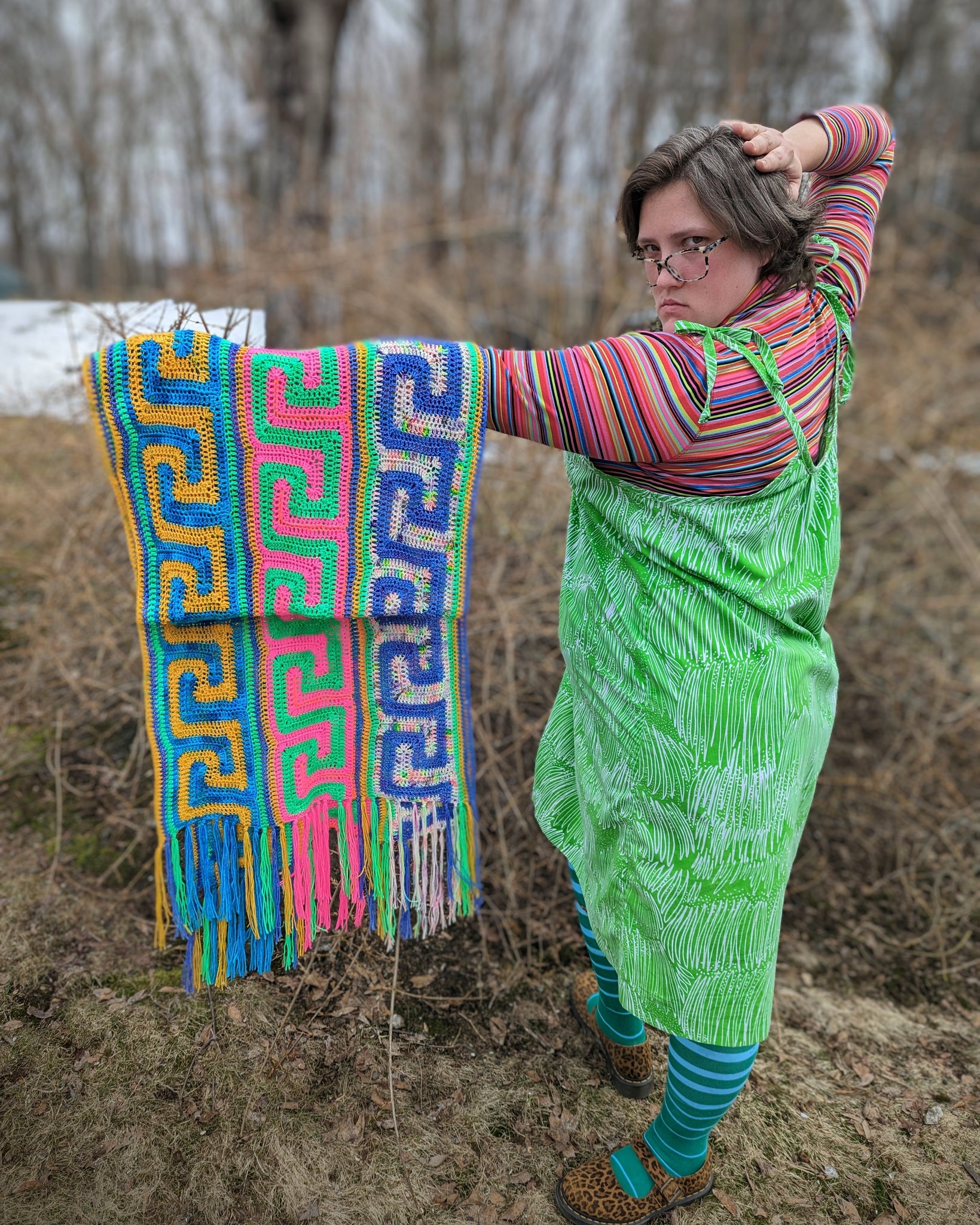 'Meandros Stripe' Shawl Downloadable Crochet Pattern