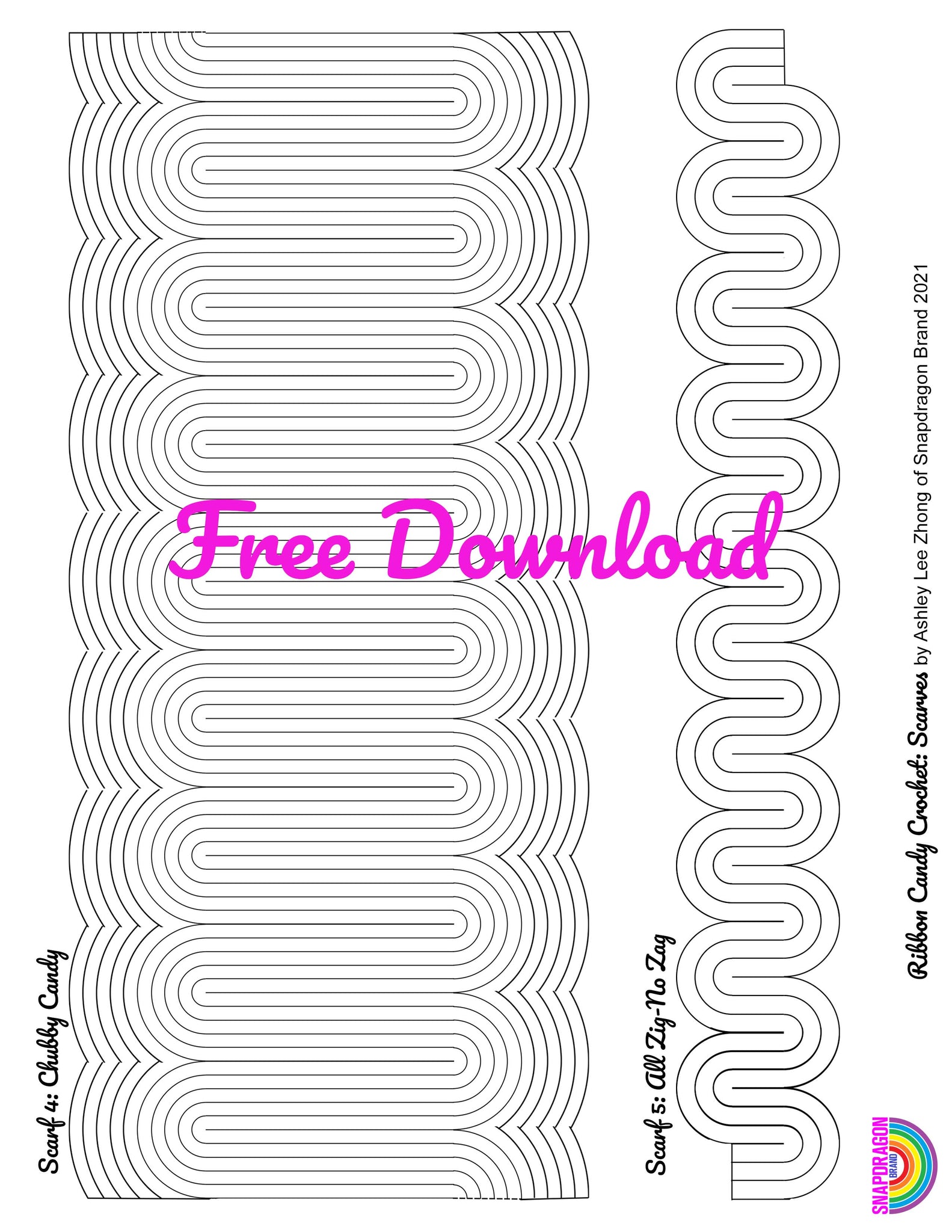 "Ribbon Candy Crochet: Scarves" Free Downloadable Coloring Sheet