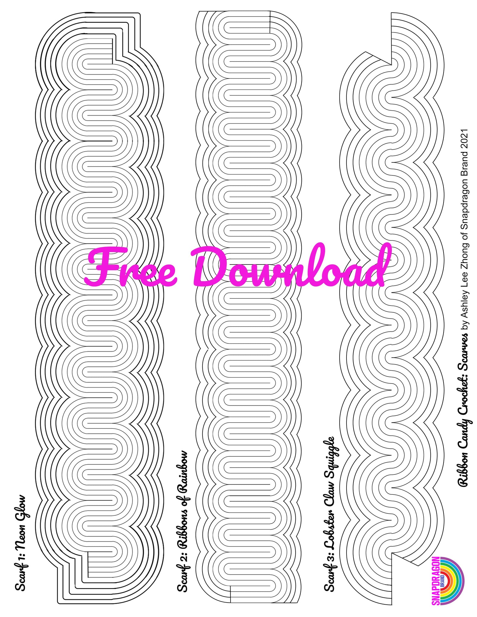 "Ribbon Candy Crochet: Scarves" Free Downloadable Coloring Sheet