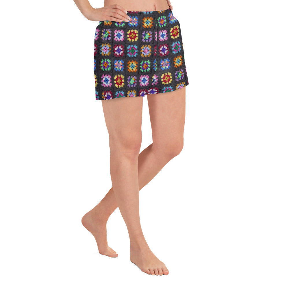 'Kaleidoscope' Classic Granny Square Print Active Shorts