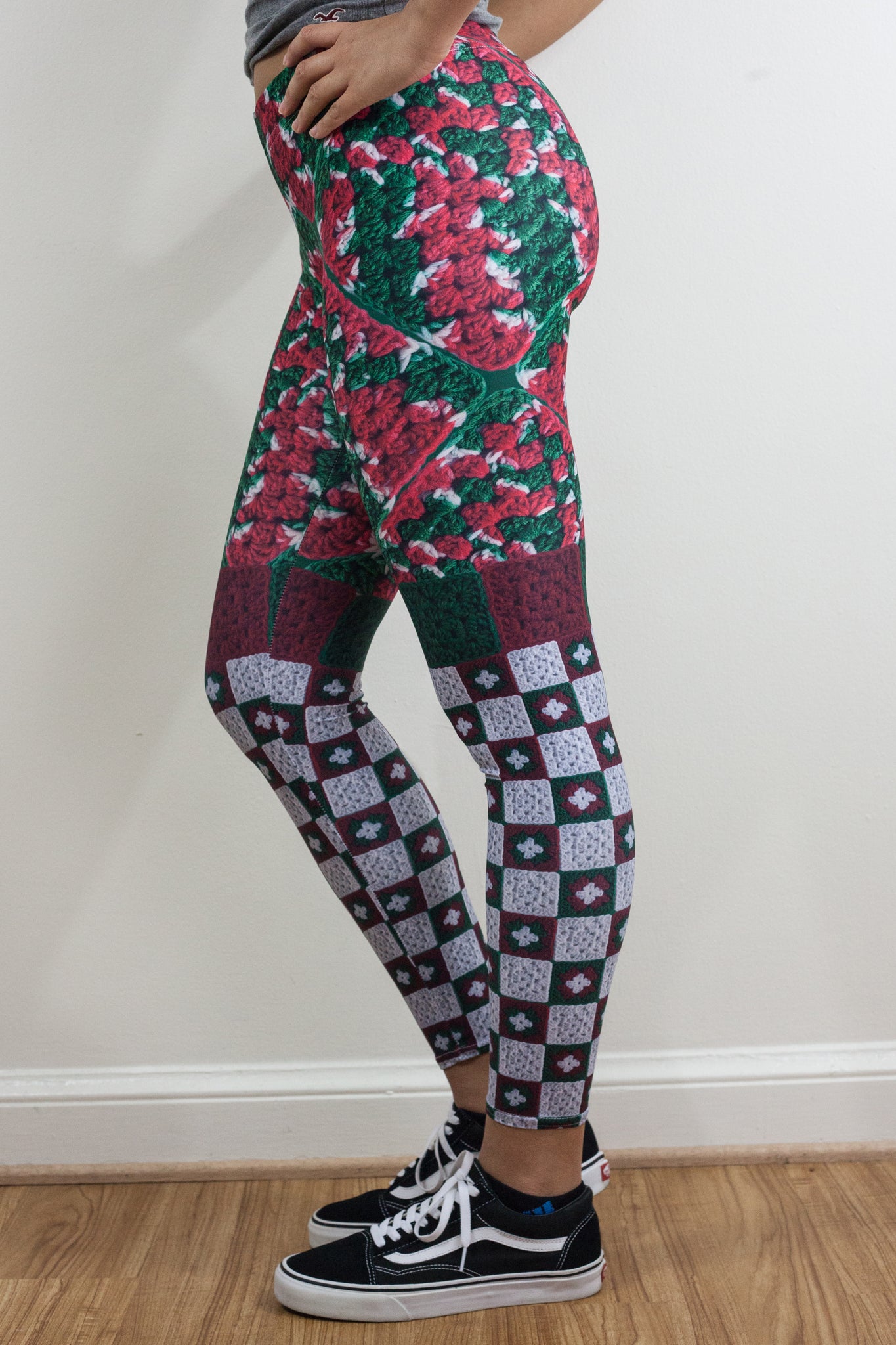 'Christmas Cheer' Crochet Print Granny Square Leggings