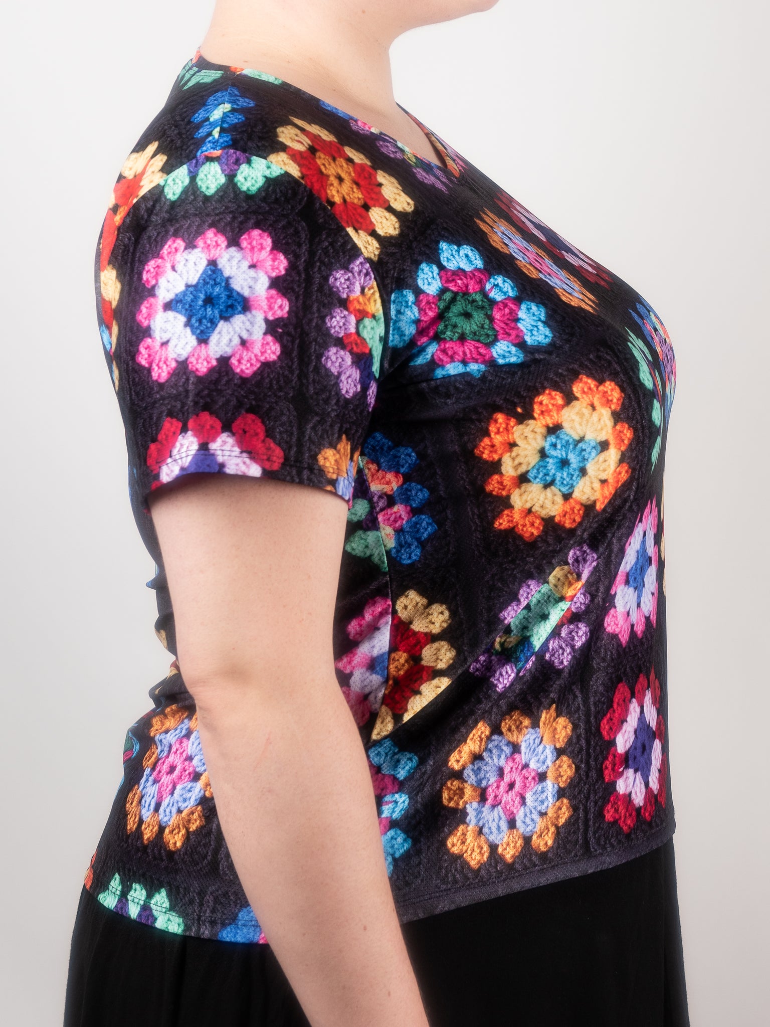 'Kaleidoscope' Classic Granny Square Print Athletic Shirt