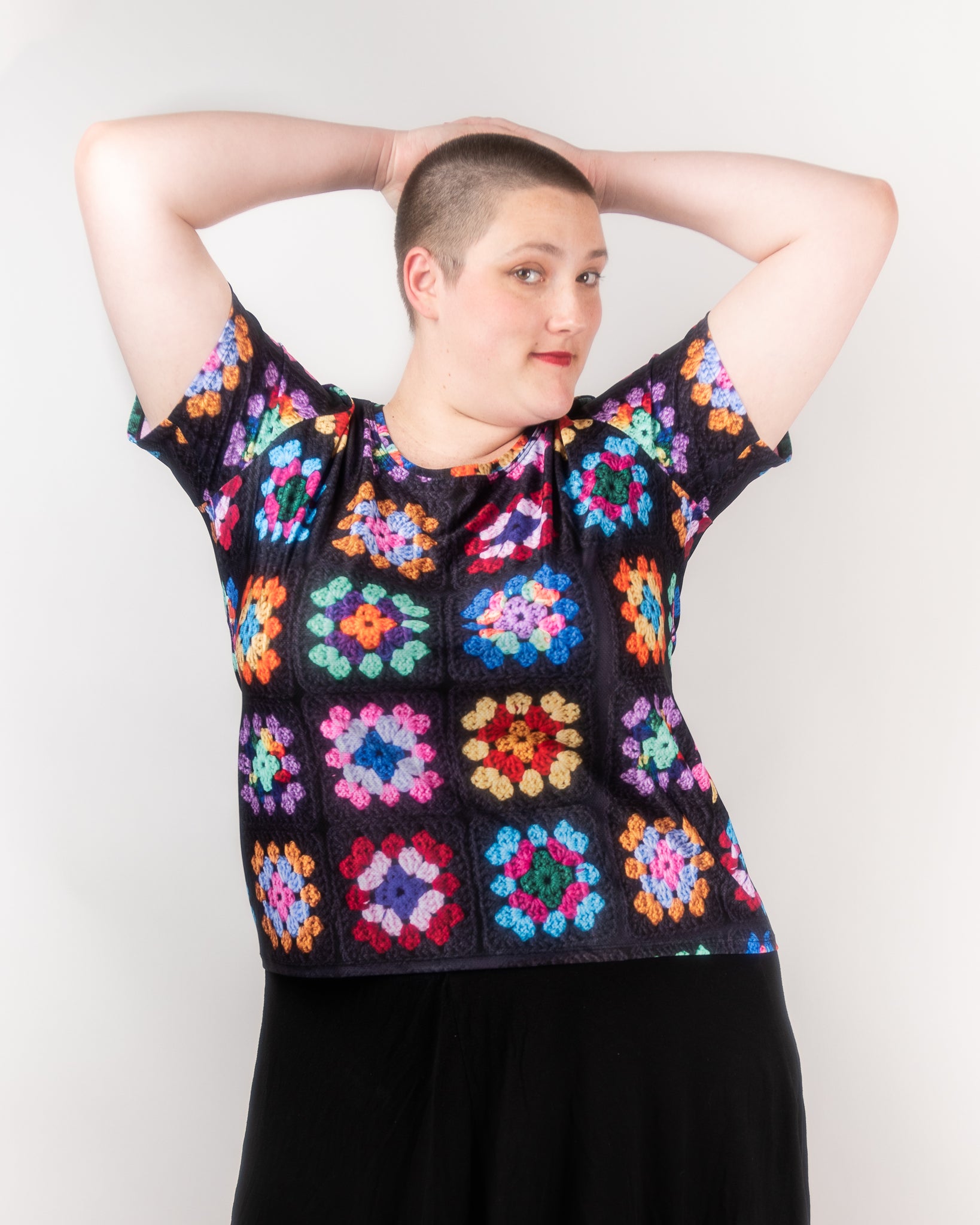 'Kaleidoscope' Classic Granny Square Print Athletic Shirt