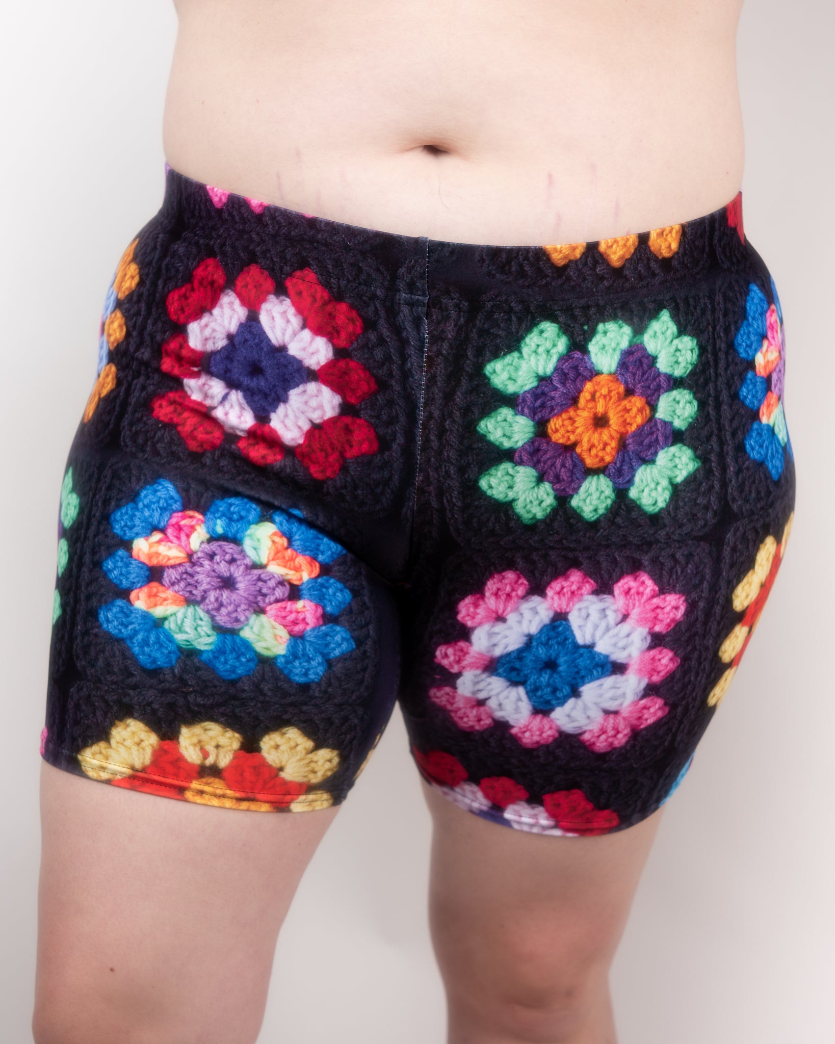 'Kaleidoscope' Classic Granny Square Bike Shorts