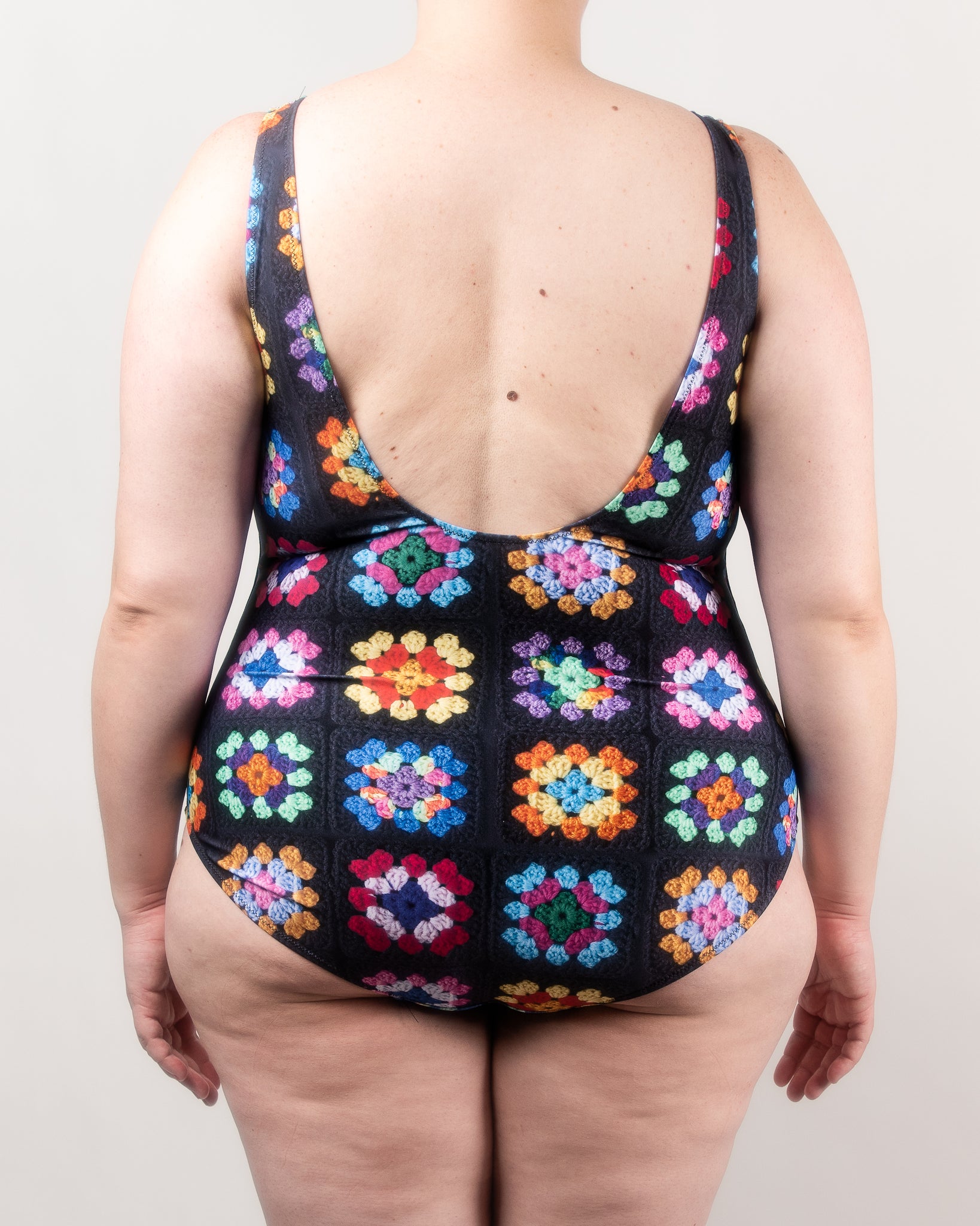 'Kaleidoscope' Classic Granny Square Print 1-Piece Bathing Suit