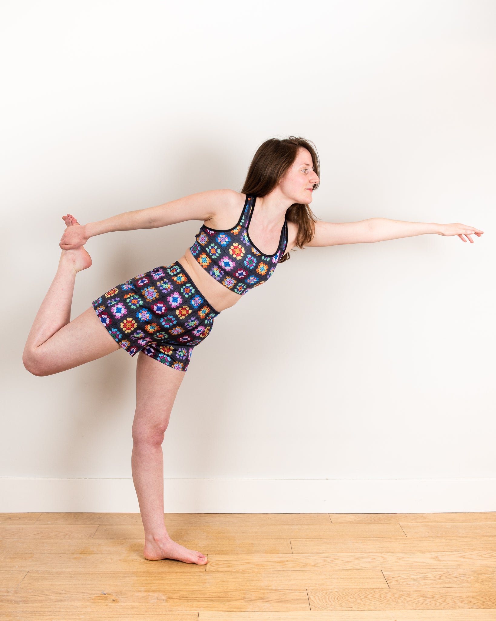 'Kaleidoscope' Classic Granny Square Print Active Shorts