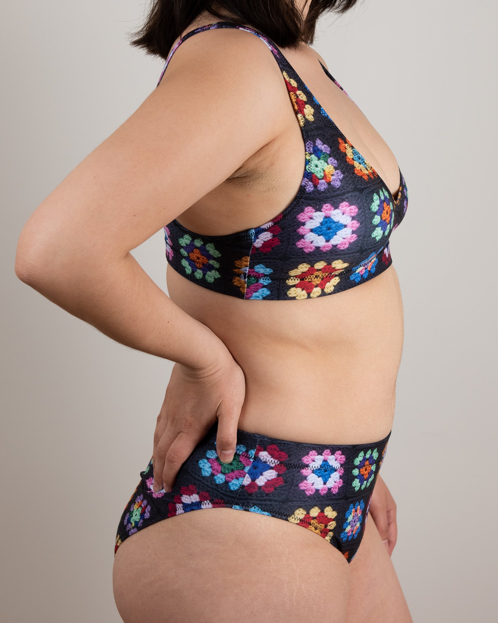 'Kaleidoscope' Classic Granny Square Print 2-Piece Bathing Suit