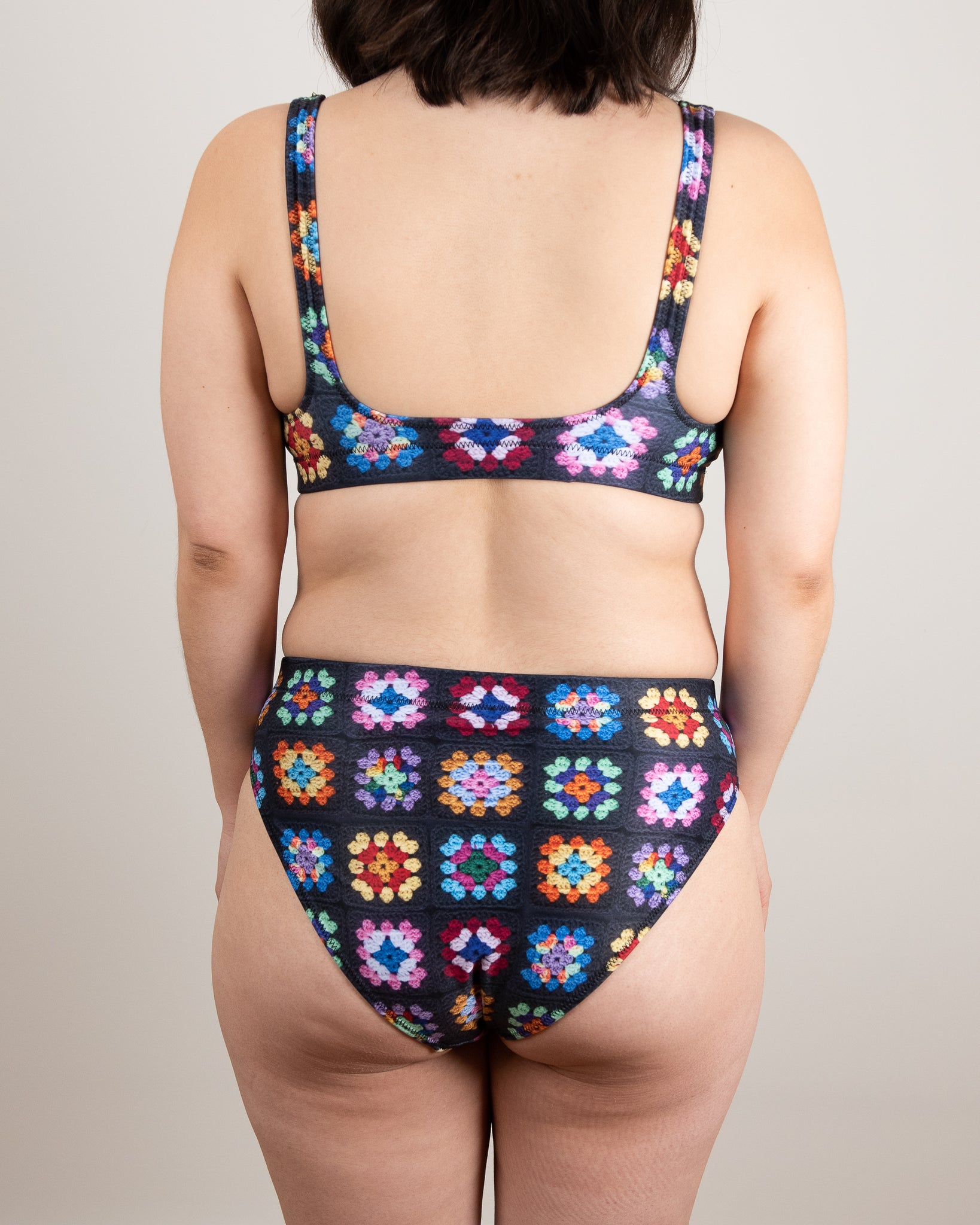 'Kaleidoscope' Classic Granny Square Print 2-Piece Bathing Suit