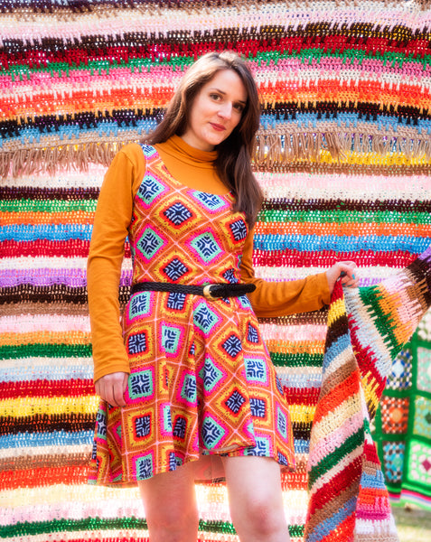 snapdragon dress crochet pattern Tropica' Print Skater – Brand Crochet granny square dress Arbor Blue Maxi Shirt Size:xL ORGANZA