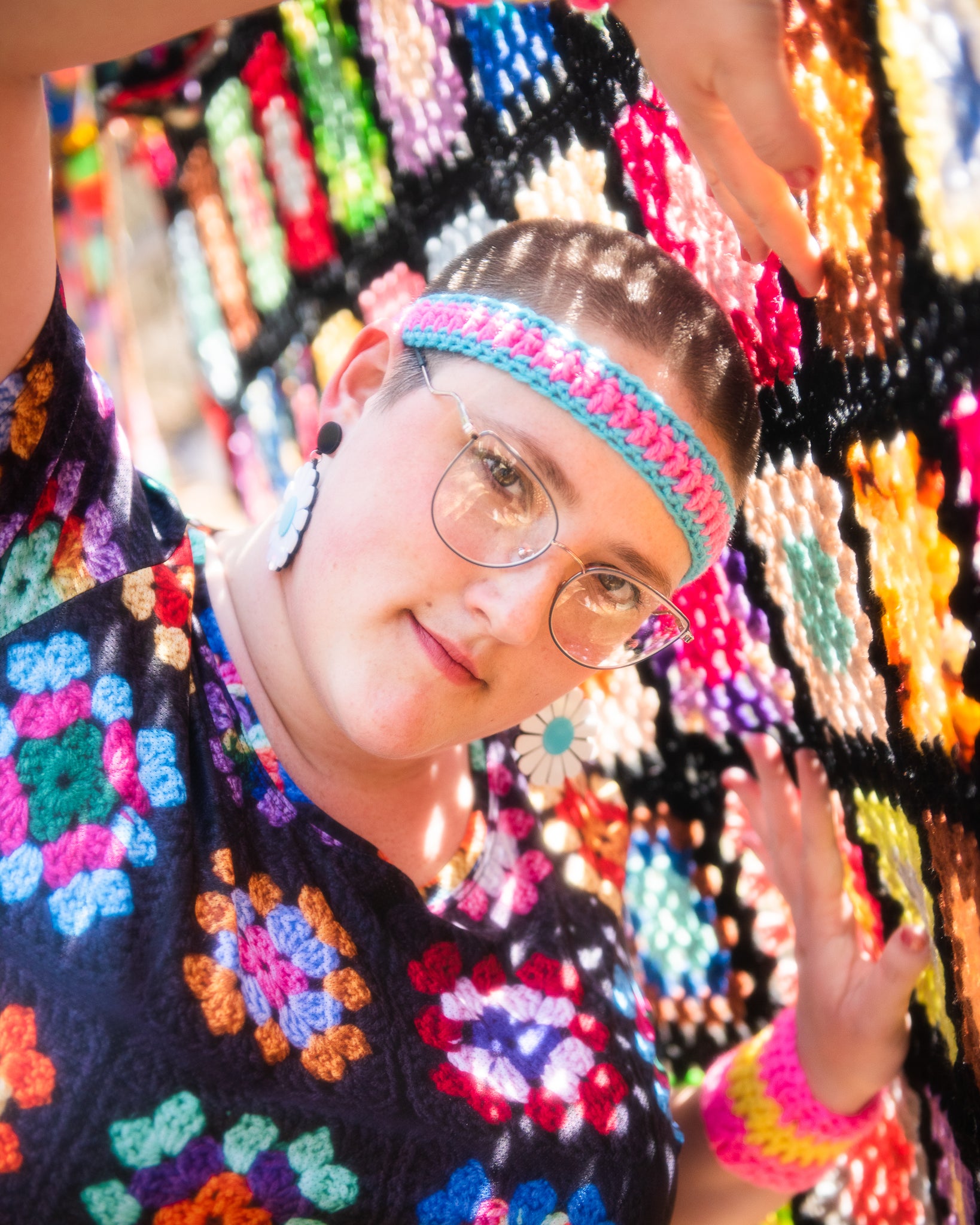 'Kaleidoscope' Classic Granny Square Print Athletic Shirt