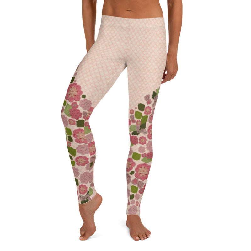 'Pink Posy' Crochet Print Leggings by Margaret Hubert