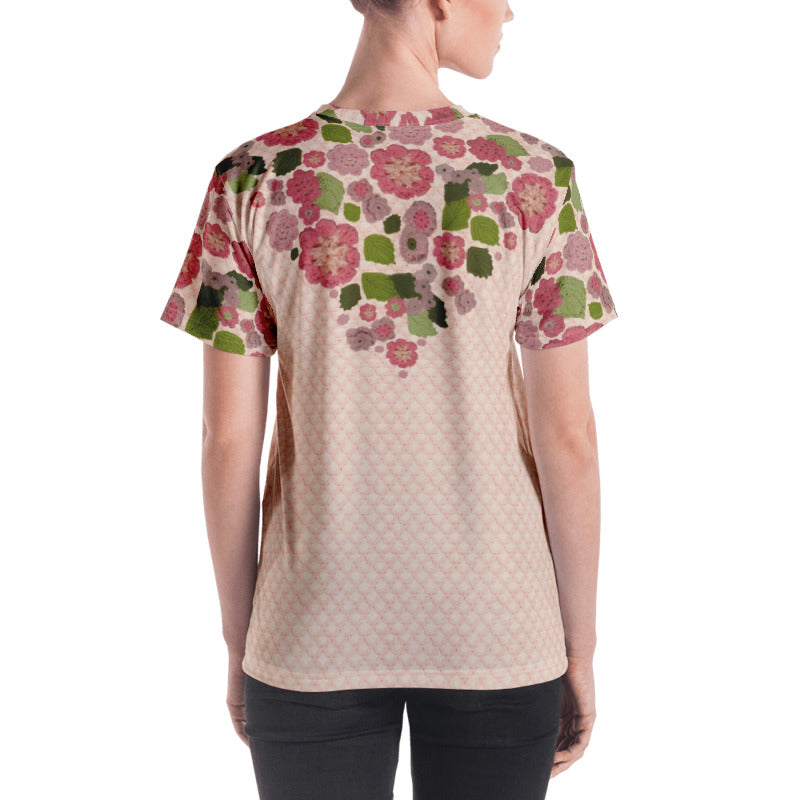 'Pink Posy' Crochet Print T-Shirt by Margaret Hubert