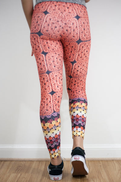 Princess Pumpkin Crochet Print Granny Square Leggings Snapdragon Brand