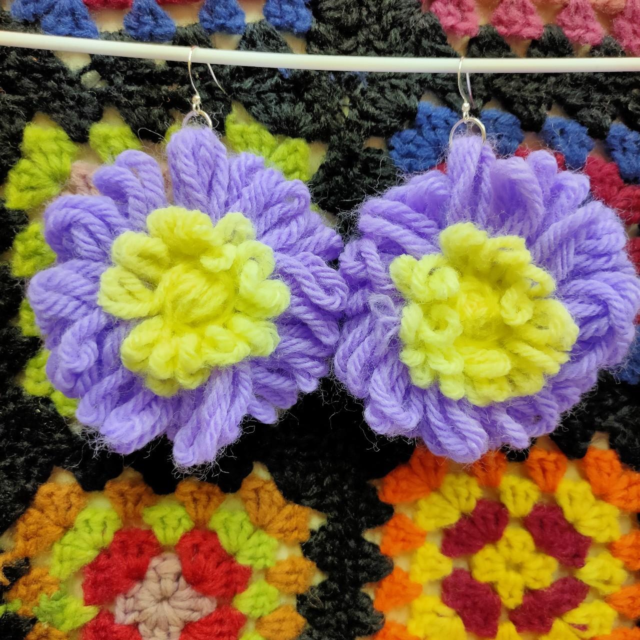 Earrings: Vintage Yarn Flower