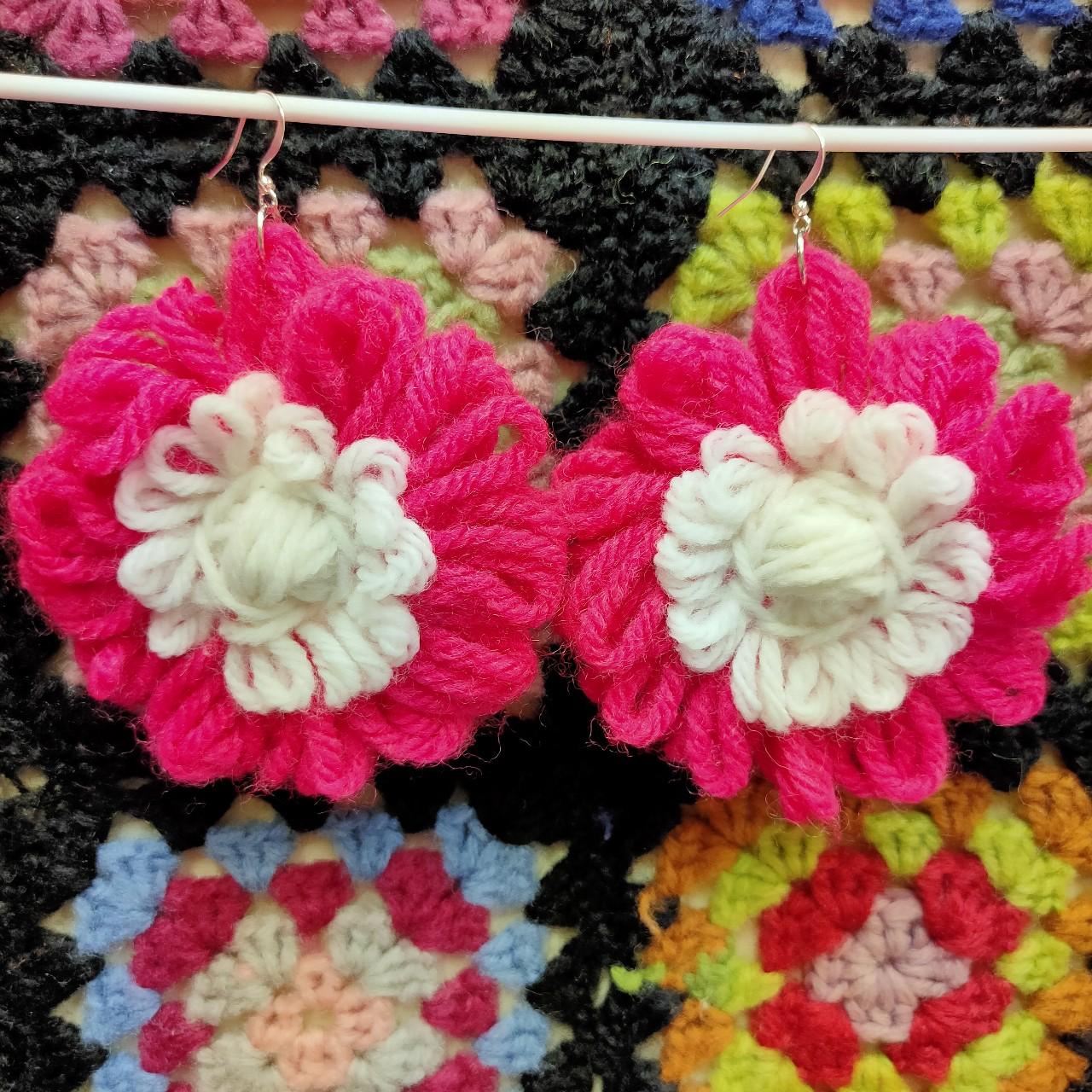 Earrings: Vintage Yarn Flower