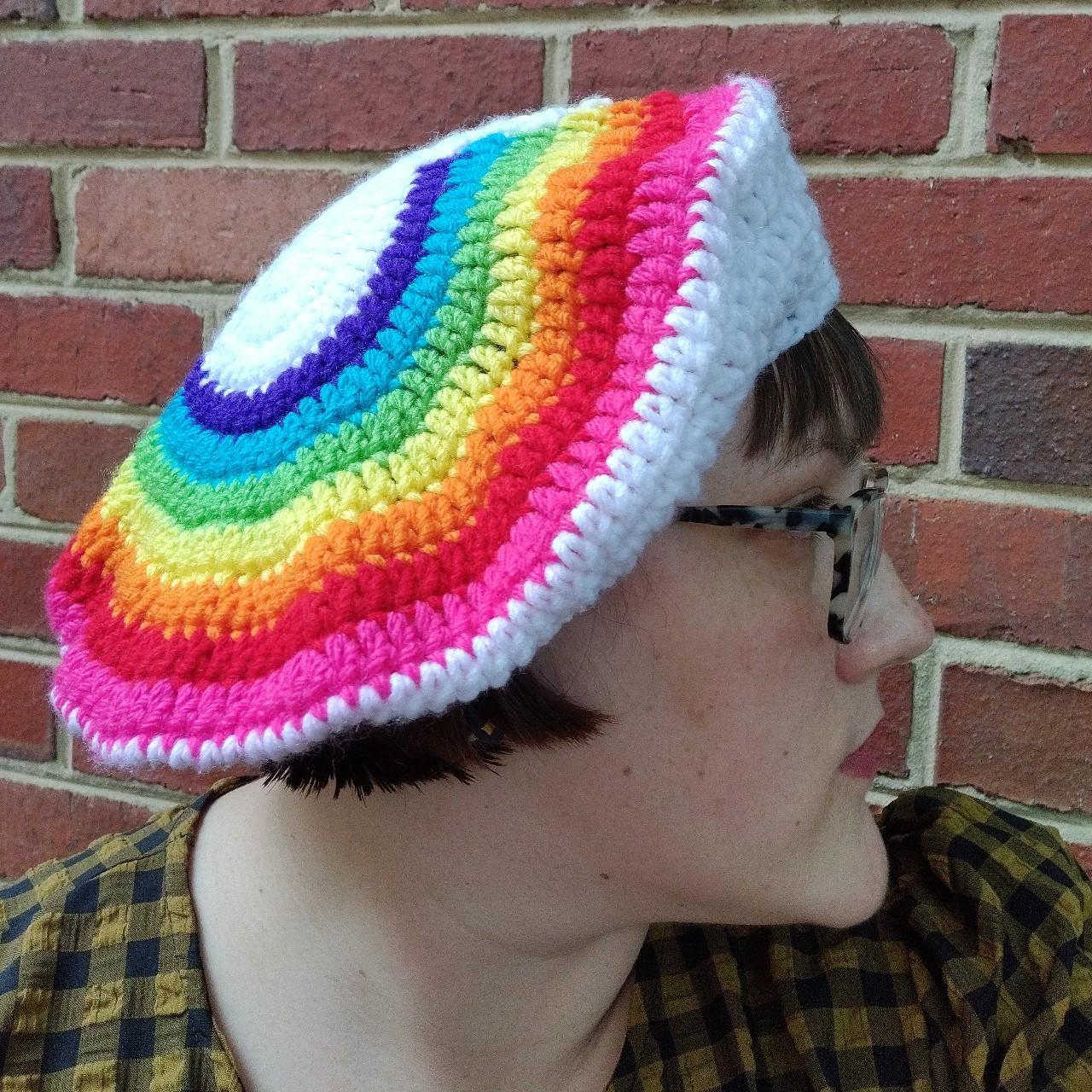 Rainbow Crochet Beret