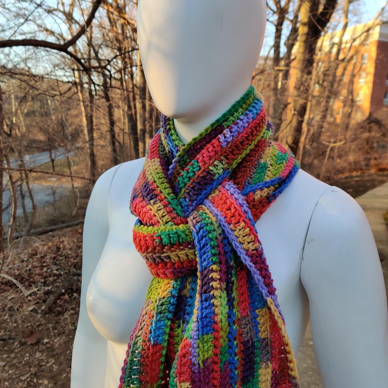 Long Handmade Rainbow Scarf