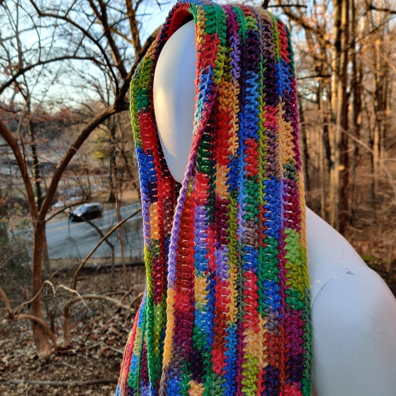 Long Handmade Rainbow Scarf