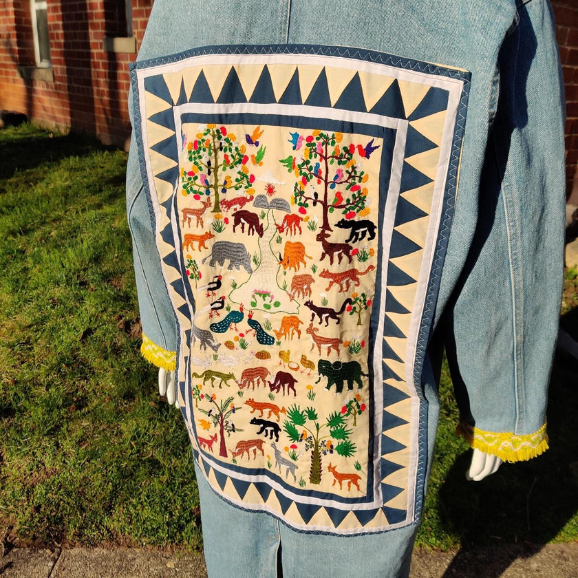 Upcycled Denim w/ Embroidery Panel, XL-2xl
