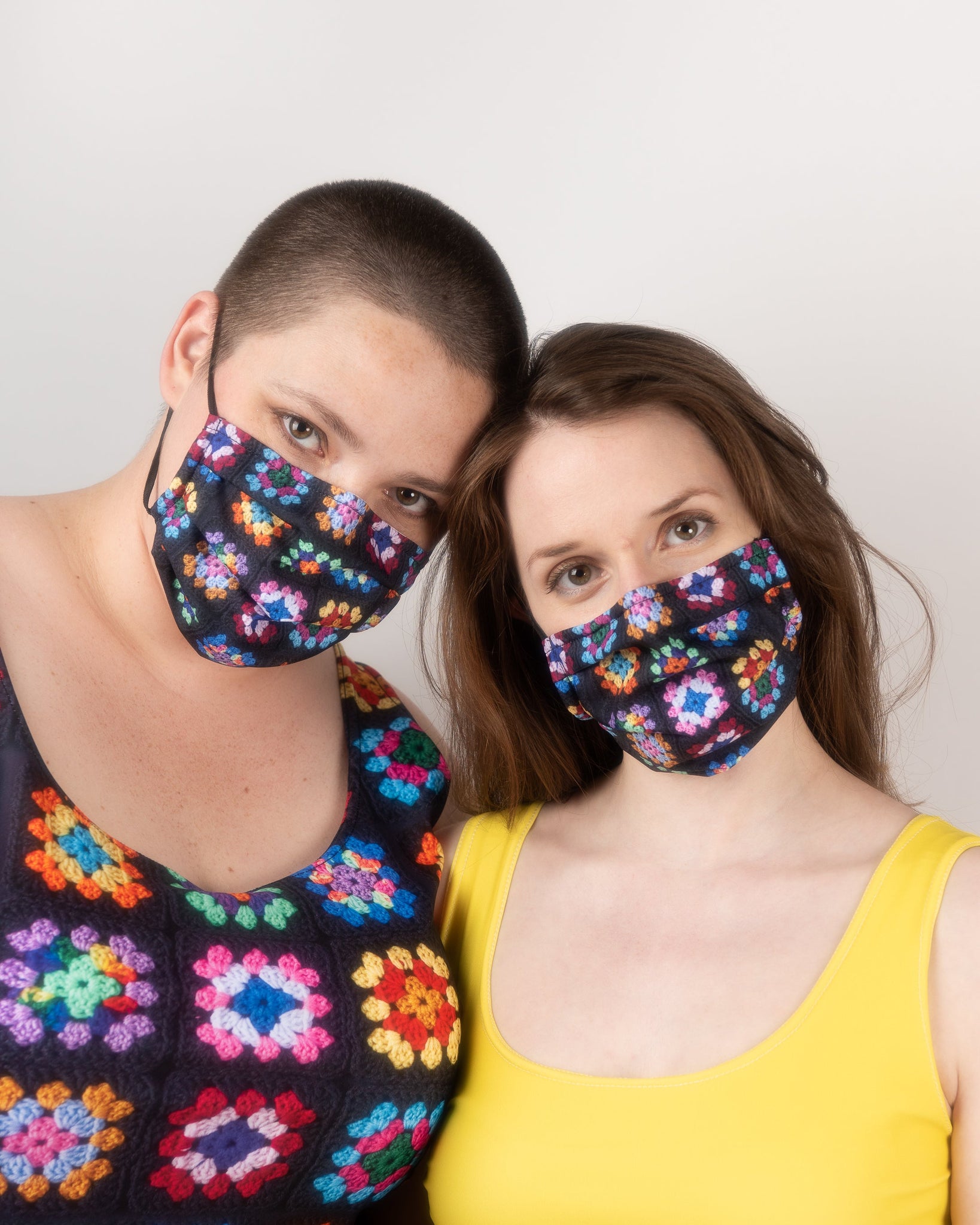 'Rainbow Soul' Granny Square Print Fabric Face Mask
