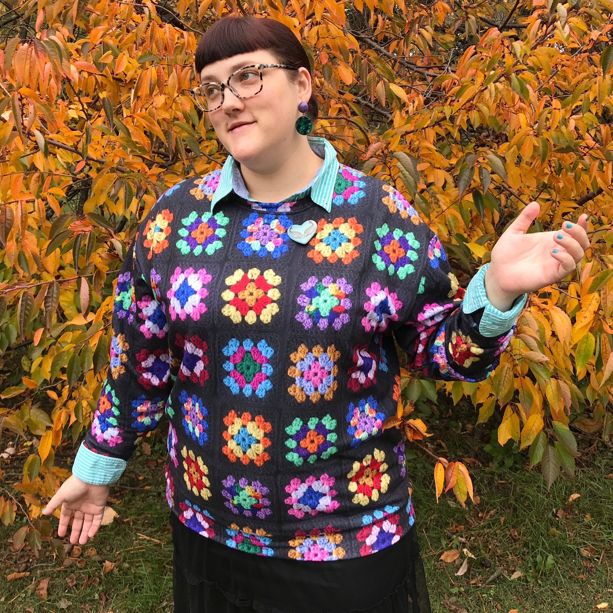 'Kaleidoscope' Classic Granny Square Print Sweatshirt