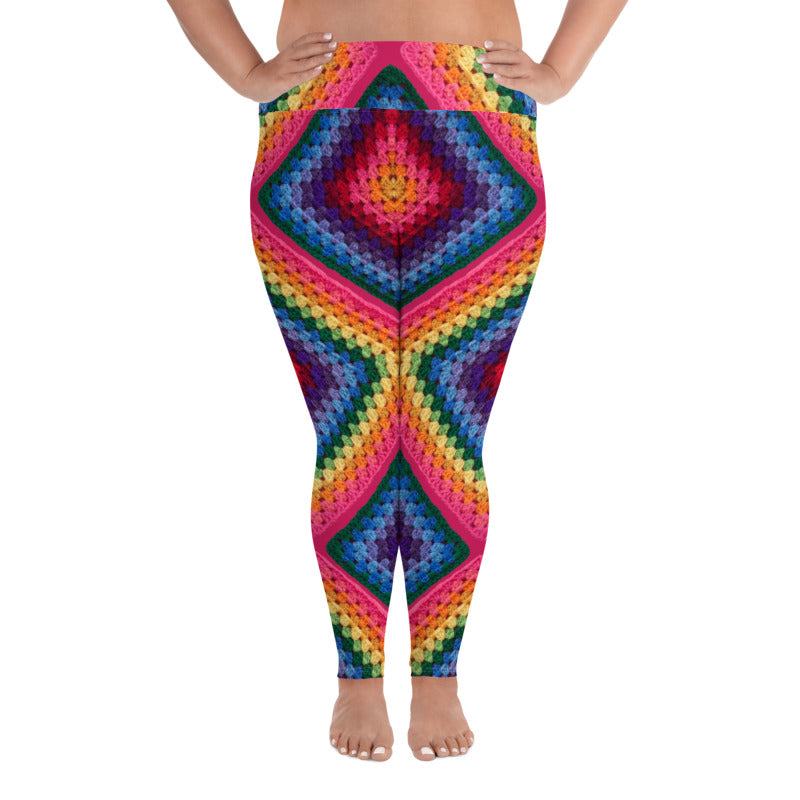 'Rainbow Soul' Crochet Print Granny Square Leggings