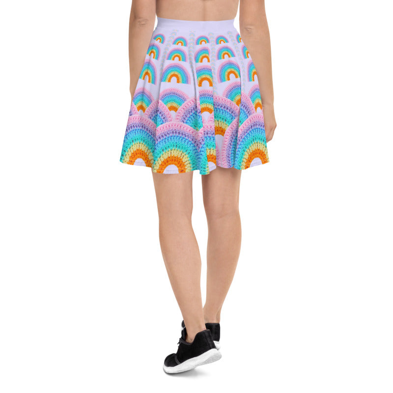 Pastel Rainbow' Crochet Print Skater Skirt