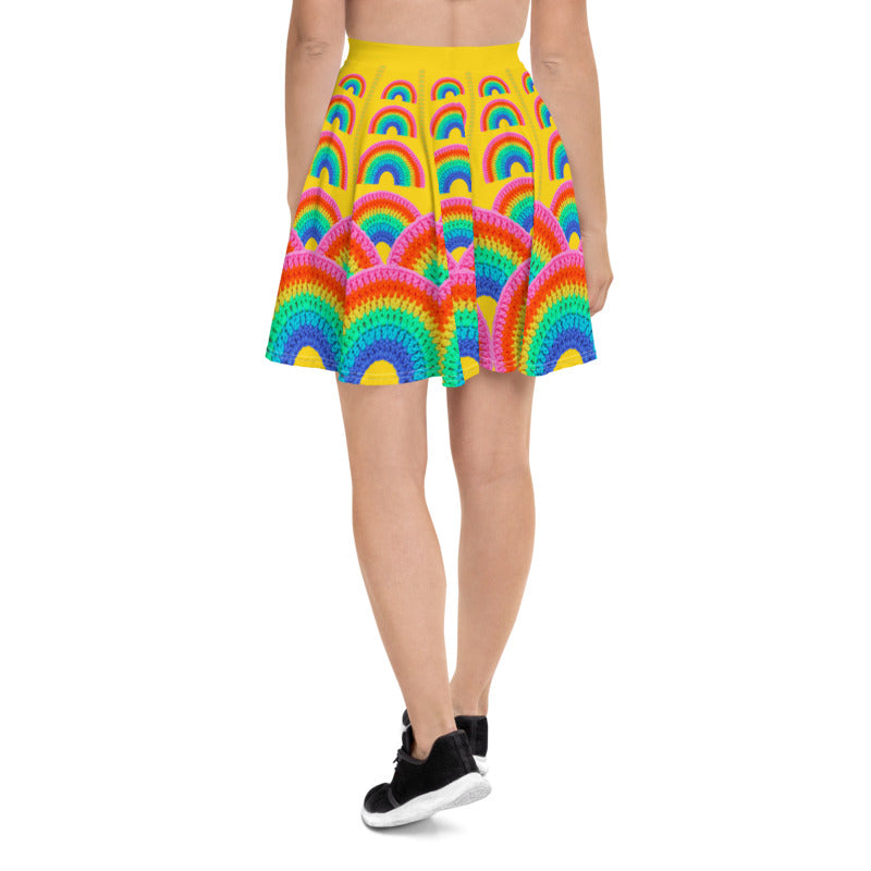 'Vivid Rainbow' Crochet Print Skater Skirt