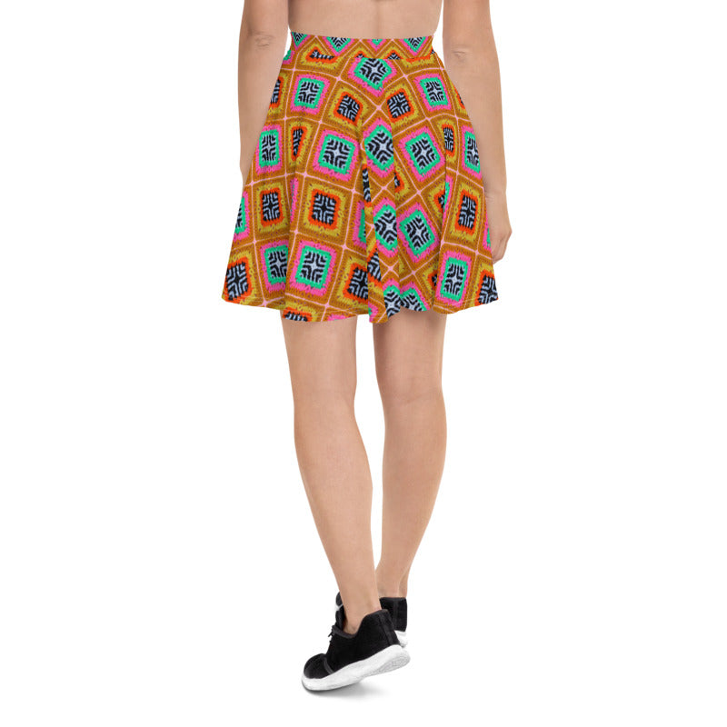 'Tropica' Crochet Print Skater Skirt