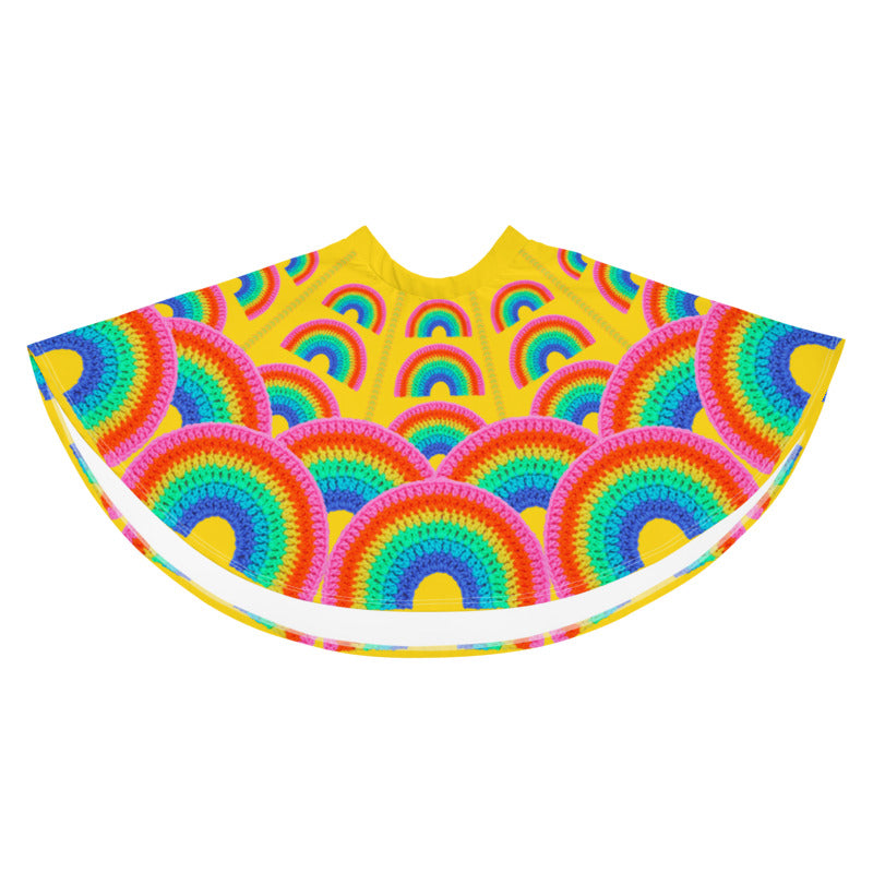 'Vivid Rainbow' Crochet Print Skater Skirt