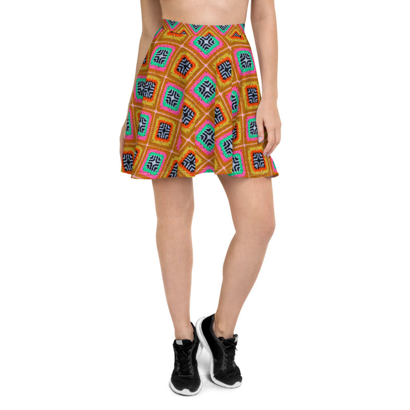 'Tropica' Crochet Print Skater Skirt