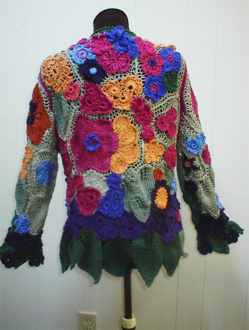 'Woodsy' Freeform Crochet Print Crop Top by Margaret Hubert
